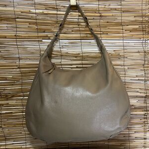 Goldenbleu Taupe large Shoulder Bag with Ring-Detail Strap